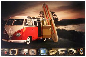 furgoneta surf vistas foto retro coche tabla surfer surfing vlokswaguen cuadro