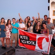 kite school kiteboarding tarifa people group after kitesurf smile